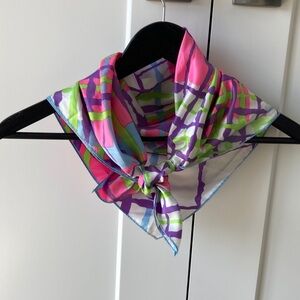 Vintage Neon Multi-Coloured Square Printed Scarf